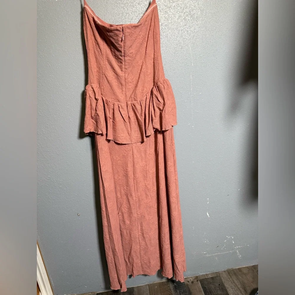 NWT Anthropologie WeWoreWhat Nylon Strapless Corset‎ Peplum Maxi Dress- 14 - Picture 4 of 10